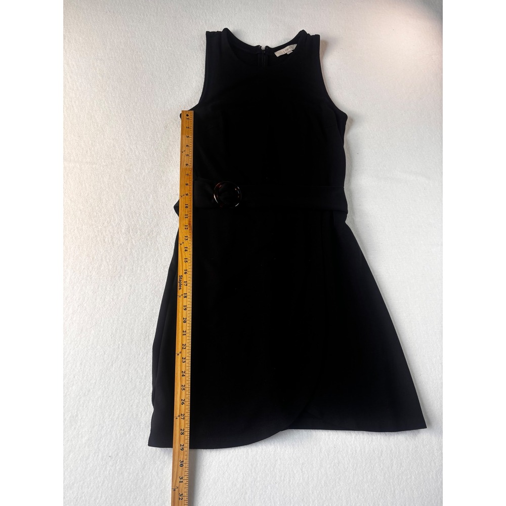 Ann Taylor LOFT Black Tortoiseshell Belted Wrap Sleeveless Shift Dress 10 - Picture 13 of 16